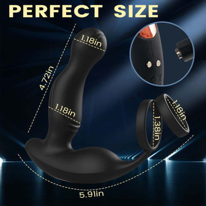 U-Gonser 3-In-1 Prostate Massager With 11 Vibrations & Dual Penis Ring