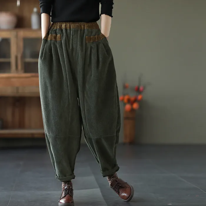 Women'S Winter Retro Corduroy Thickened Harem Pants