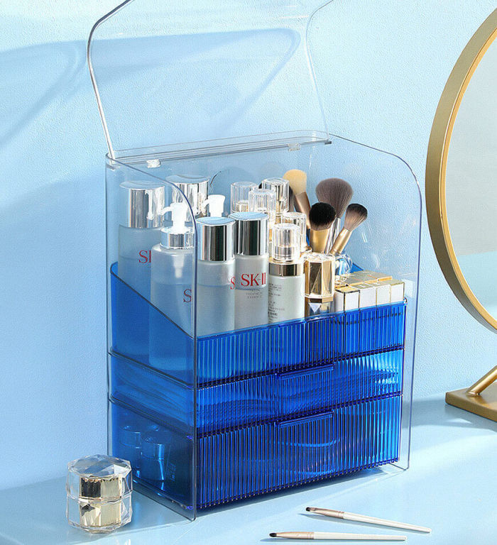 Waterproof Dustproof Skin Care Cosmetic Display Cases With Lid