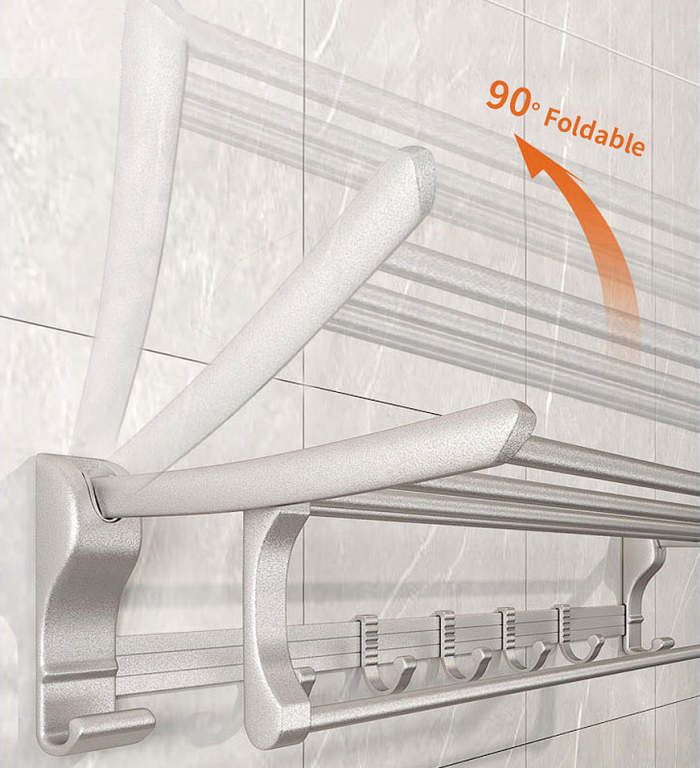 Punch-Free Aluminum Bathroom Towel Rack