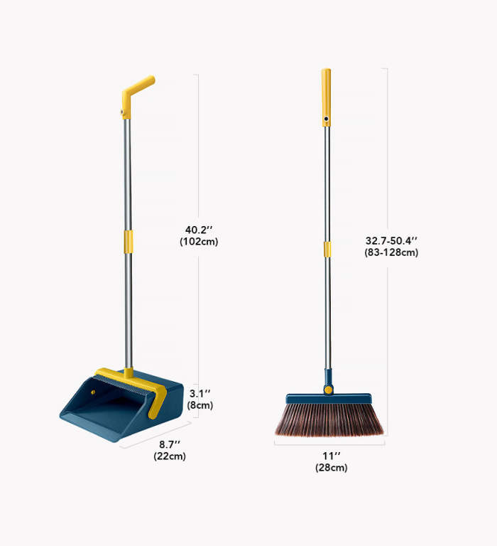 Broom And Windproof Dustpan With Adjustable Handle