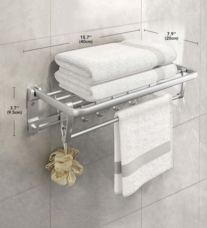 Punch-Free Aluminum Bathroom Towel Rack