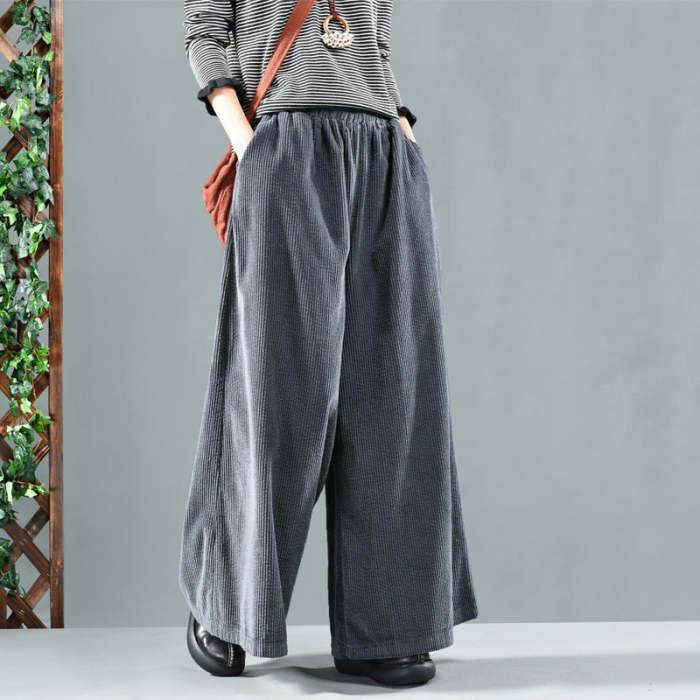 Women'S Autumn Loose Corduroy Wide Leg Pants