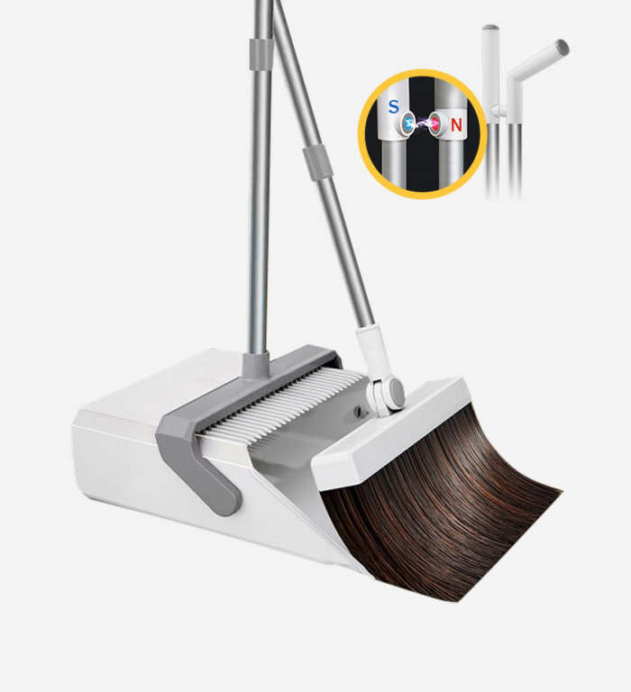 Broom And Windproof Dustpan With Adjustable Handle