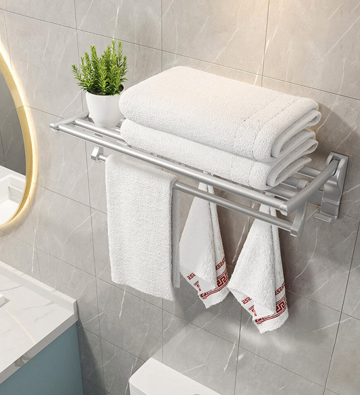 Punch-Free Aluminum Bathroom Towel Rack