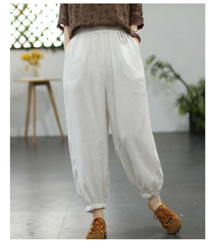 Spring Linen Loose Solid Color Bloomers