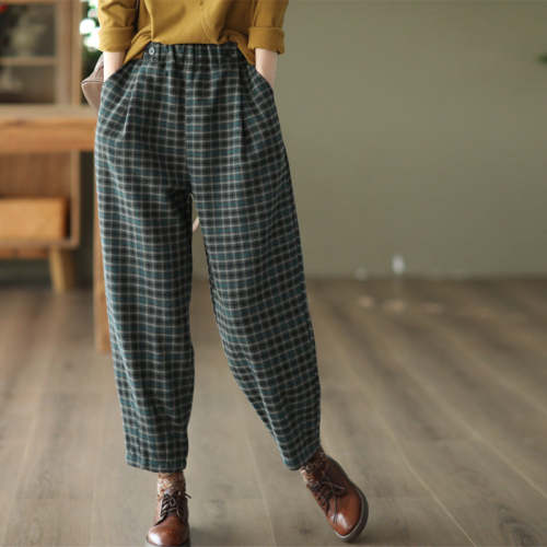 Women'S Autumn Woolen Plaid Pants