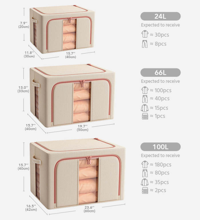 Large Capacity Stackable Metal Frame Storage Box