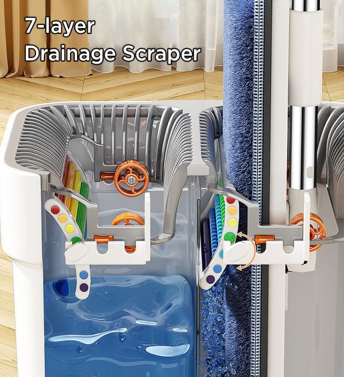 Home Cleaning Flat Floor Mop And Bucket With Wringer Set