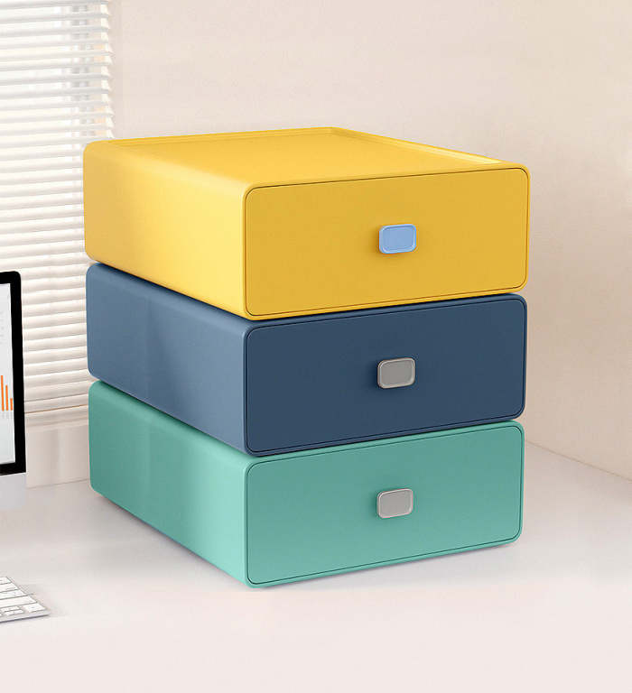 Colorful Stacked Desktop Drawer Box 3 Piece Set