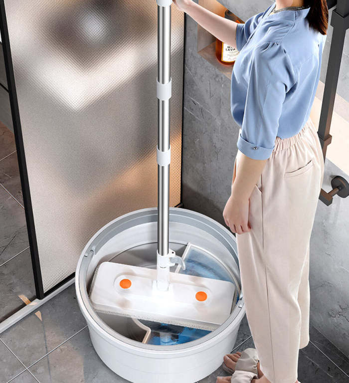 Self Cleaning Adjustable Handle Length Mop With Wring Bucket