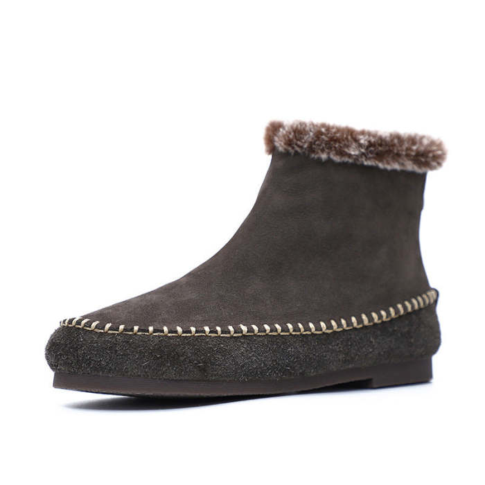 Winter Women'S Retro Fur Soft Sole Boots