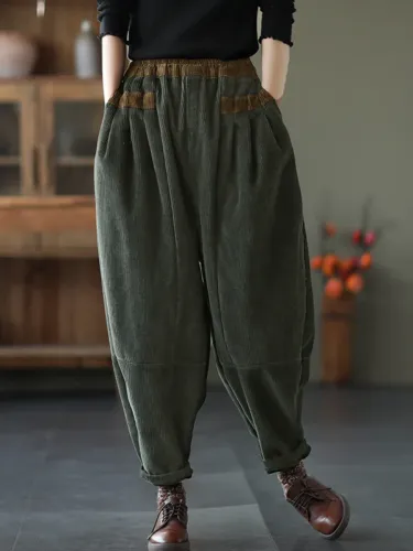 Women'S Winter Retro Corduroy Thickened Harem Pants