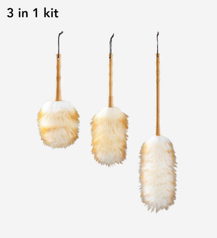 Pure Lambswool Duster With Wood Handle