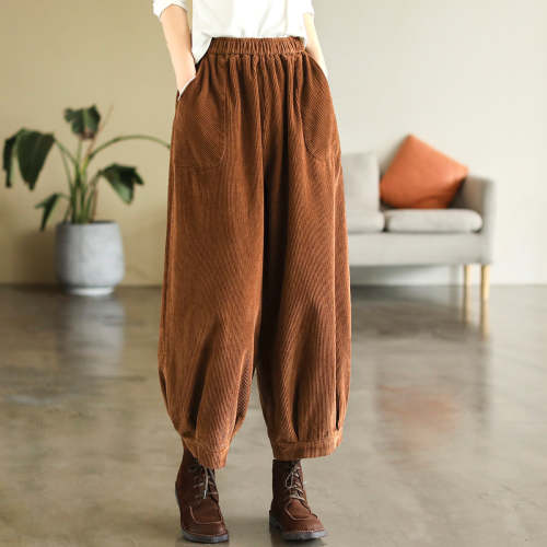 Autumn Vintage Corduroy Solid Harem Pants