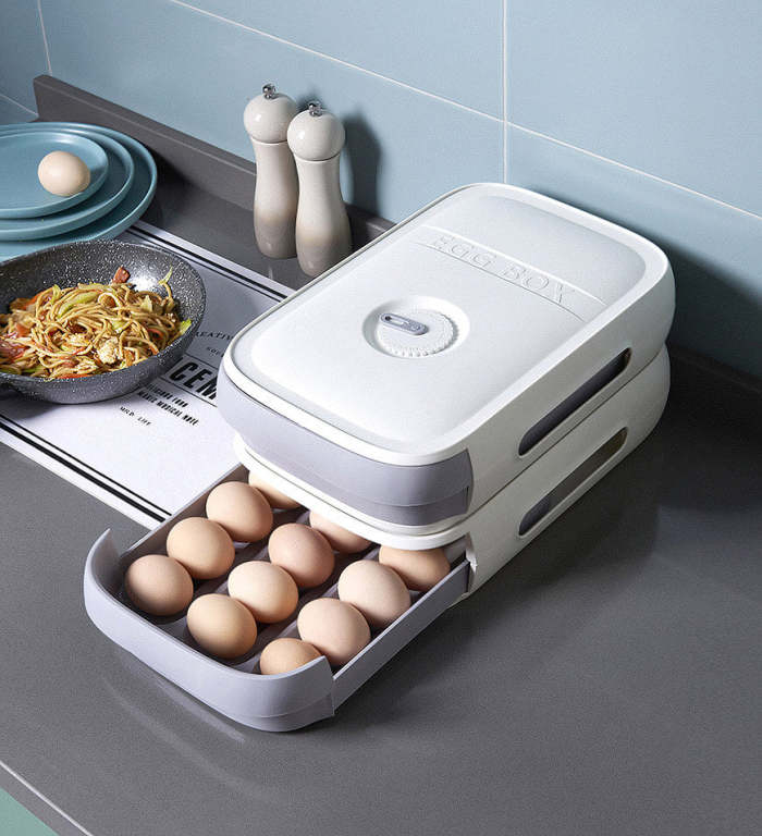 Large Capacity Auto Scrolling Seal Timer Eggs Storage Container