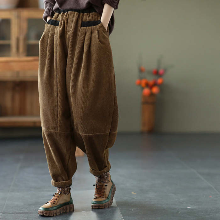 Women'S Winter Retro Corduroy Thickened Harem Pants