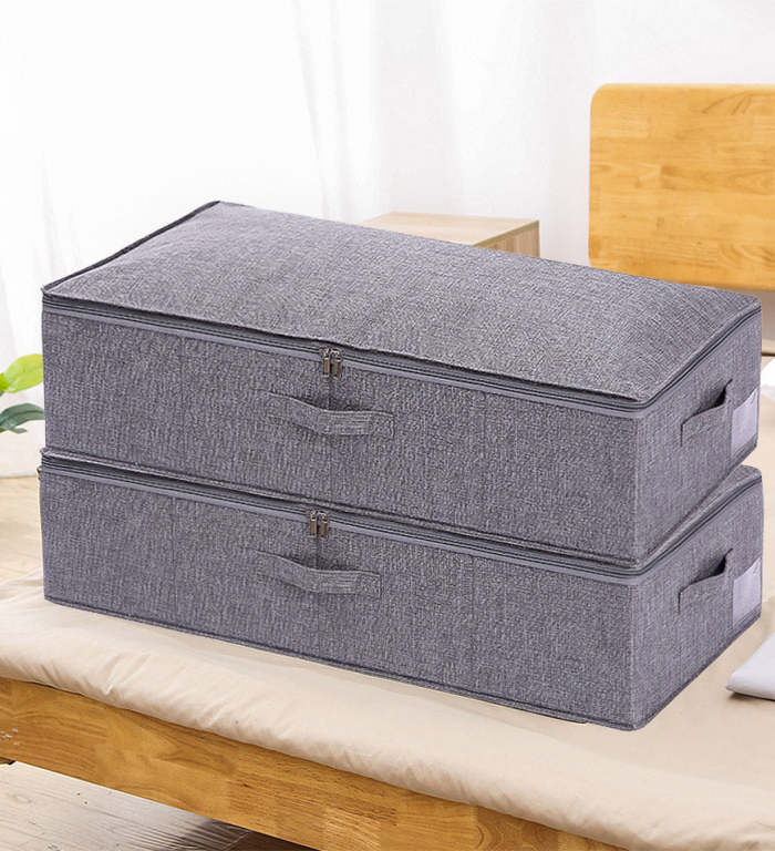 Stackable & Collapsible Linen Fabric Closet Organizer Box With Zipper