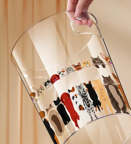 Transparent Trash Can With Handle