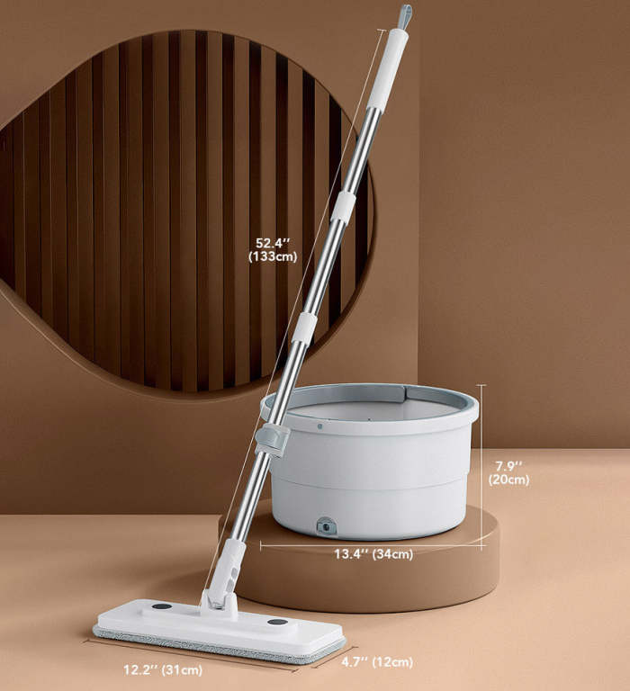 Self Cleaning Adjustable Handle Length Mop With Wring Bucket