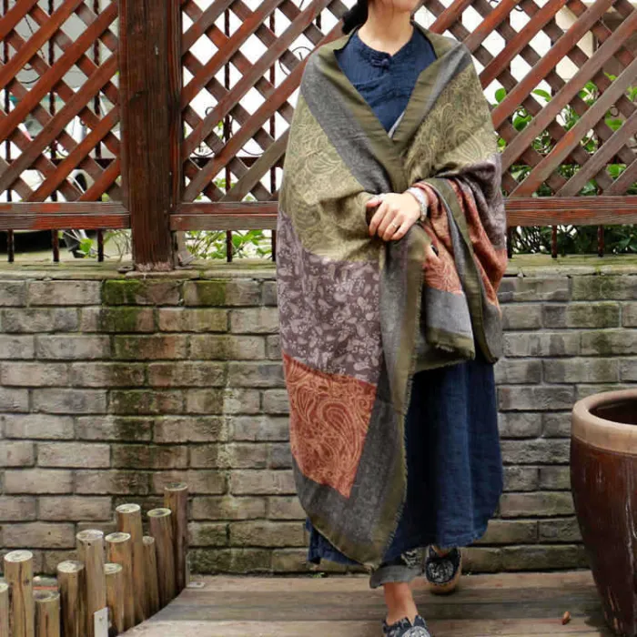 Vintage Pattern Cotton Scarf Shawl