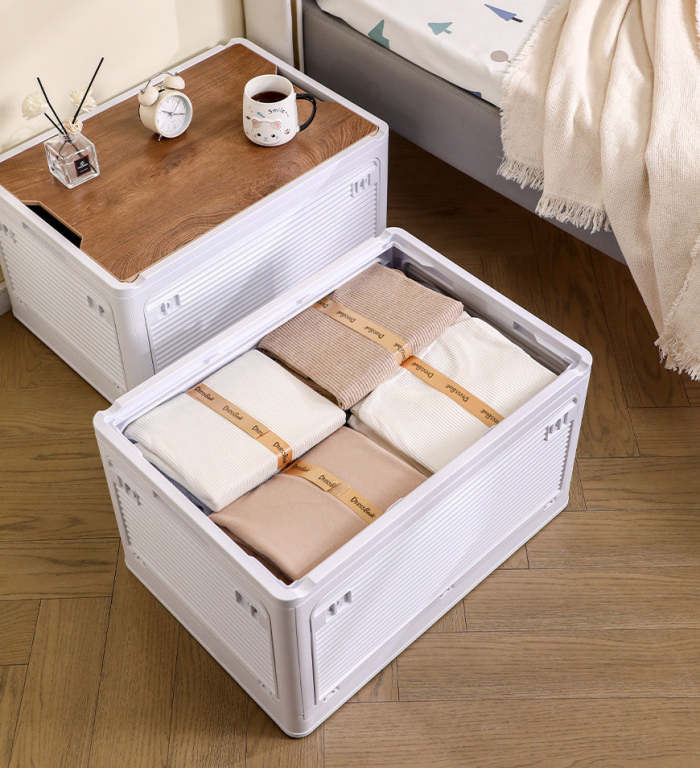 85L Foldable Outdoor Camping Storage Box With A Wooden Cover