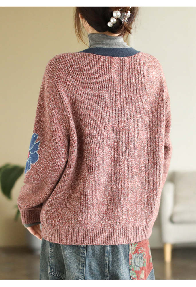Autumn Core Yarn V-Neck Cardigan Sweater