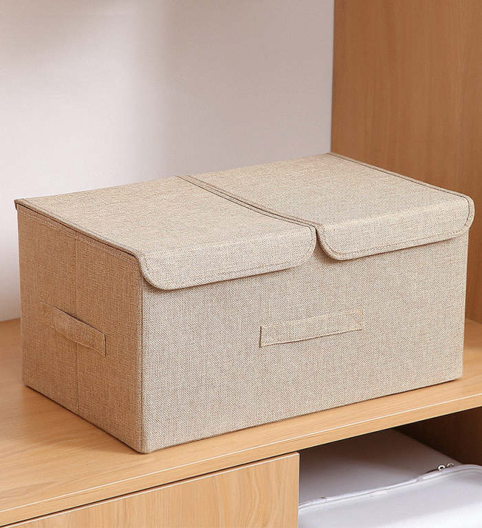 Large Foldable Fabric Linen Storage Box With Lid