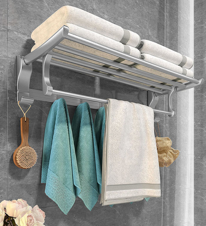 Punch-Free Aluminum Bathroom Towel Rack