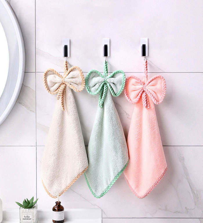 Bow Hand Towels With Hanging Loop