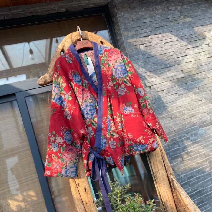 Women Lace-Up Vintage Ethnic Wadd Clothes Coat