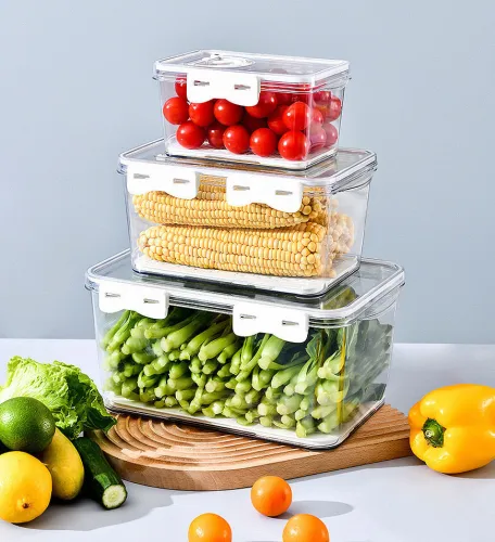 Stackable Refrigerator Clear Storage Containers With Lids