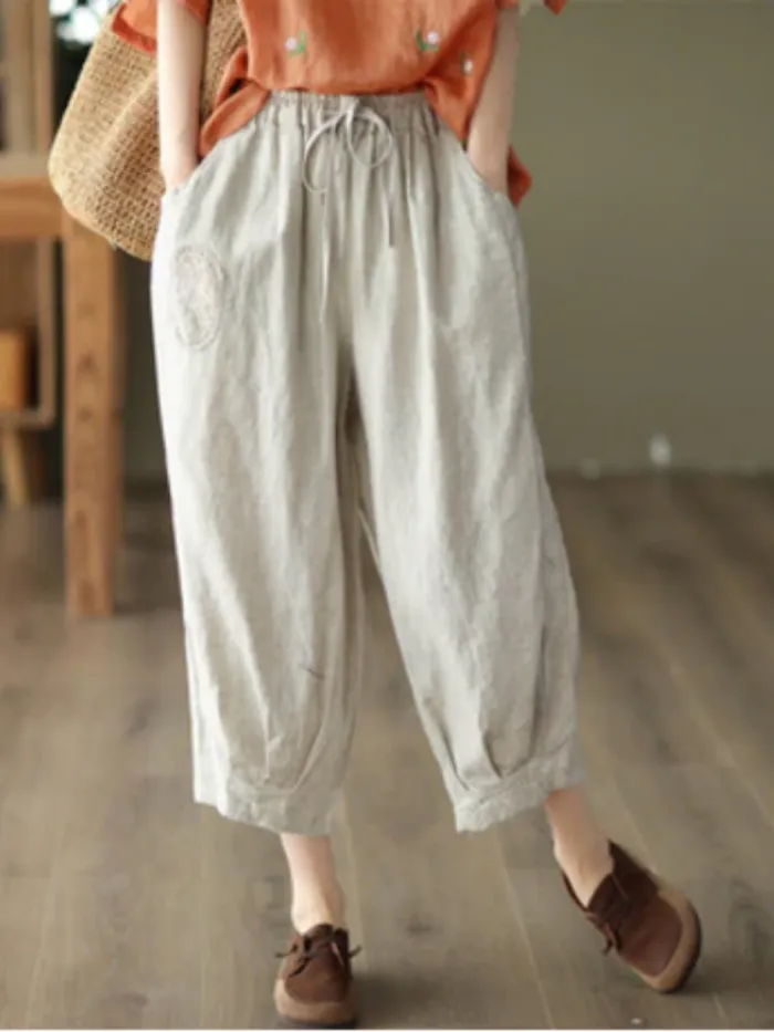 Women'S Summer Linen Crochet Harem Pants
