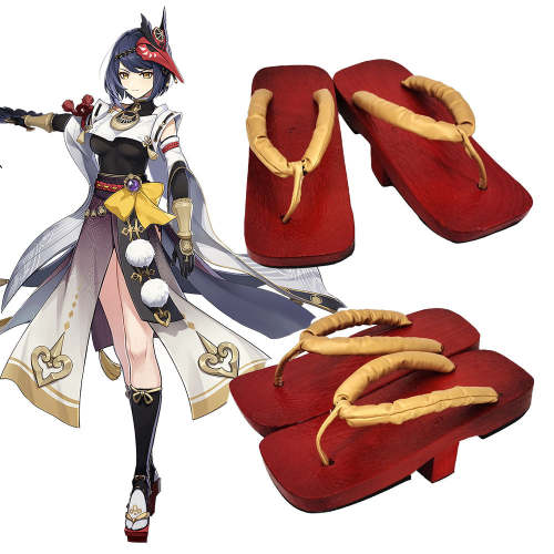 Genshin Impact Kujou Sara Red Cosplay Shoes