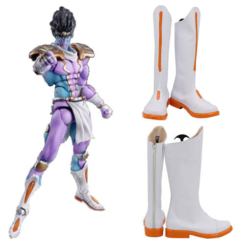 Jojo'S Bizarre Adventure Jotaro Kujo Star Platinum White Shoes Cosplay Boots