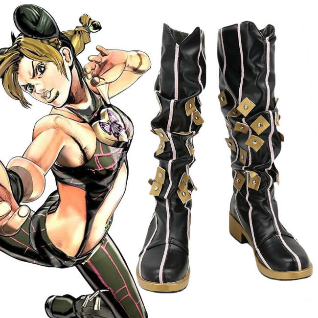 Jojo'S Bizarre Adventure: Stone Ocean Cujoh Jolyne Black Shoes Cosplay Boots