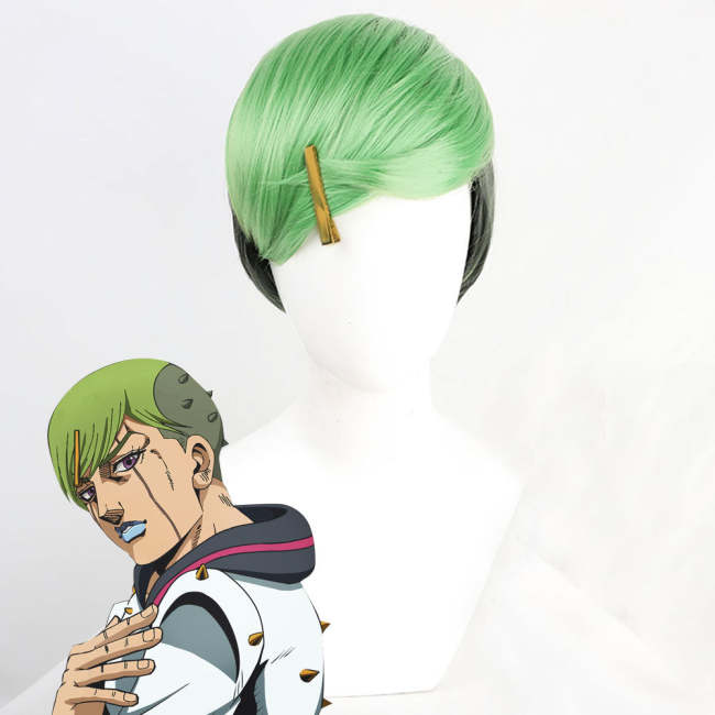 Jojo'S Bizarre Adventure: Jojolion Jobin Higashikata Black Green Cosplay Wig