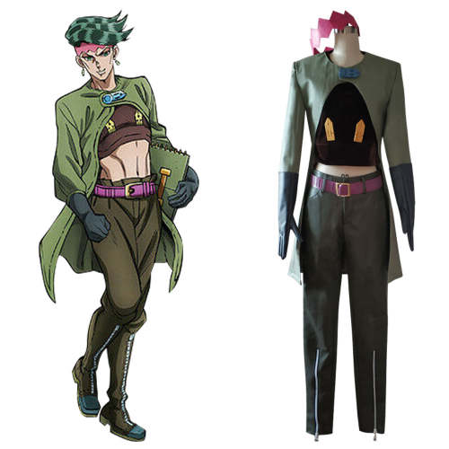 Jojo'S Bizarre Adventure Rohan Kishibe Green Cosplay Costume