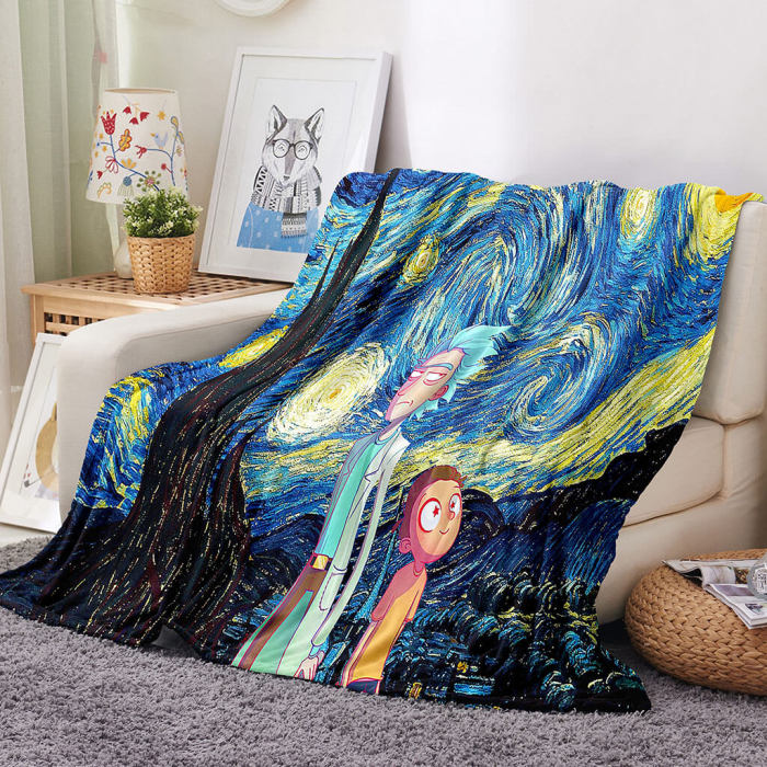 Rick And Morty Pattern Blanket Flannel Throw Room Decoration