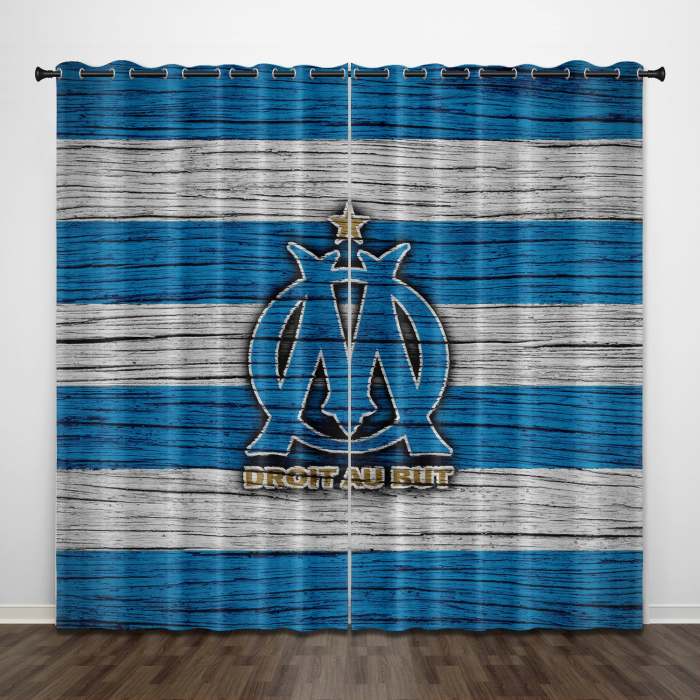 Olympique De Marseille Curtains Pattern Blackout Window Drapes