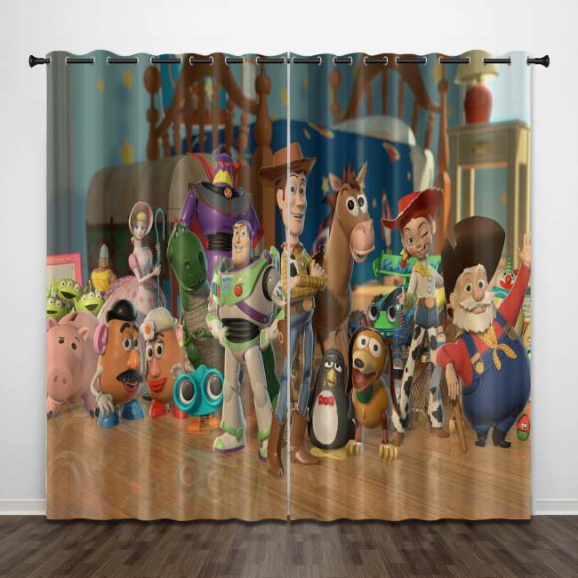 Cartoon Toy Story Curtains Pattern Blackout Window Drapes