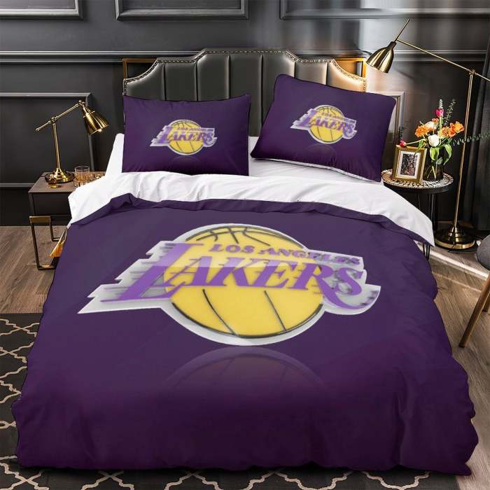 Los Angeles Lakers Bedding Set Pattern Quilt Duvet Cover