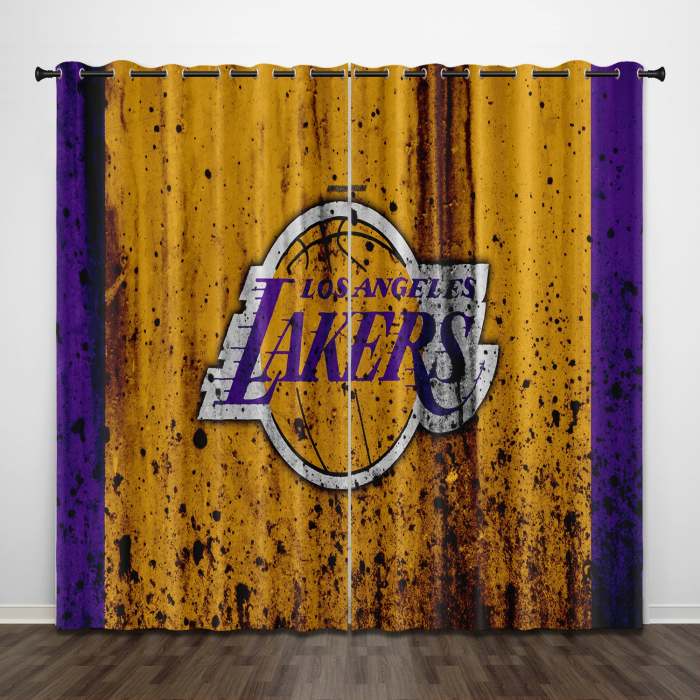Los Angeles Lakers Curtains Pattern Blackout Window Drapes
