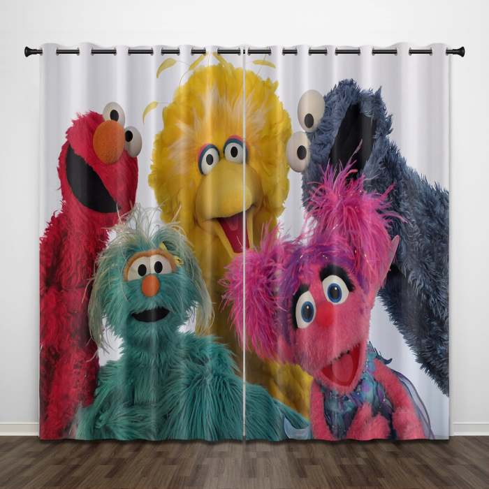 Sesame Street Curtains Pattern Blackout Window Drapes