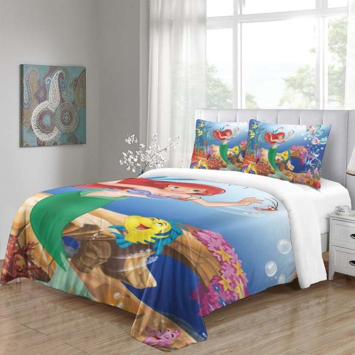 Cartoon The Little Mermaid Ariel Bedding Set Quilt Duvet Cover Without Filler