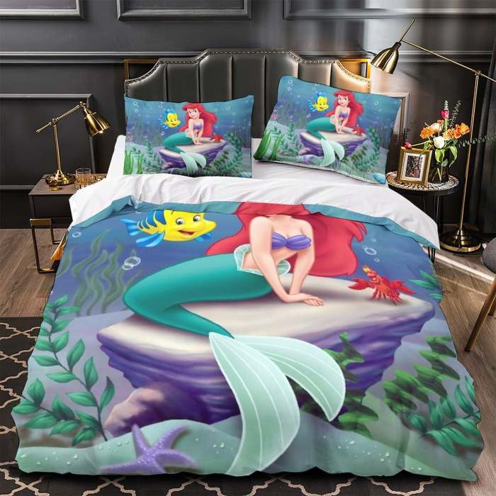 Cartoon The Little Mermaid Ariel Bedding Set Quilt Duvet Cover Without Filler