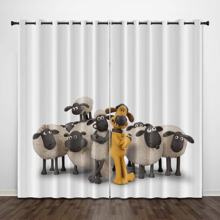 Shaun The Sheep Curtains Pattern Blackout Window Drapes