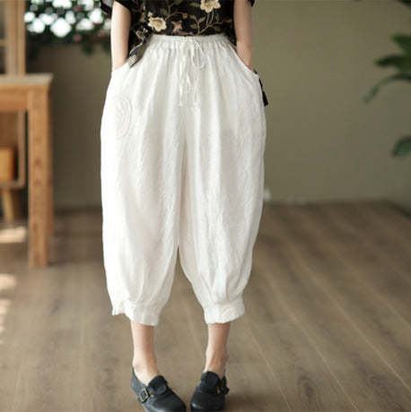 Women'S Summer Linen Crochet Harem Pants