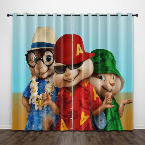 Alvin And The Chipmunks Curtains Pattern Blackout Window Drapes