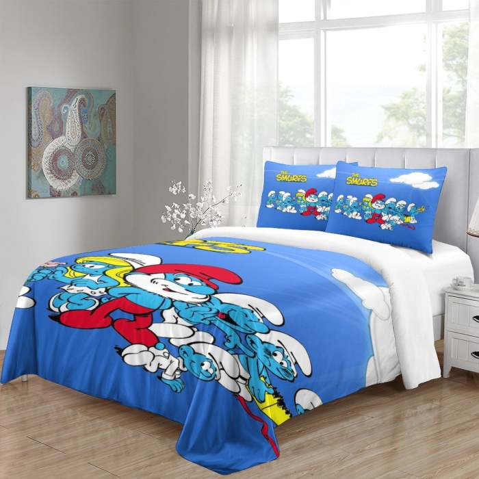 Smurfs Bedding Set Quilt Duvet Cover Without Filler